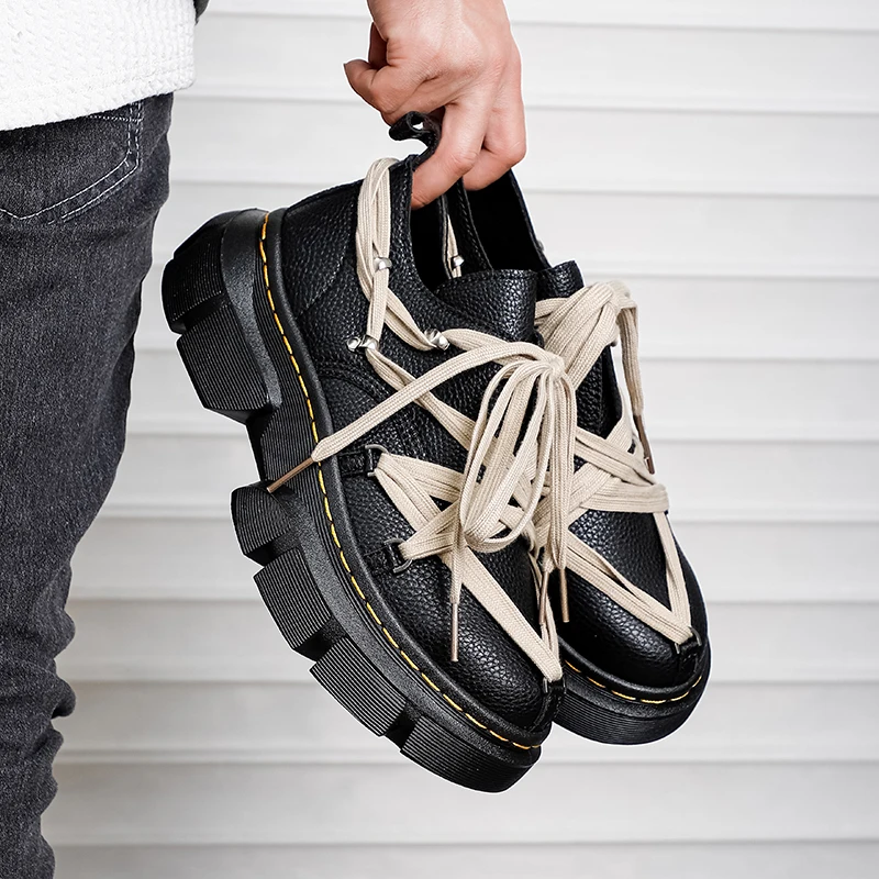 

Men Casual Shoes PU Trendy Shoelaces Thick Sole Comfortable Men Shoes