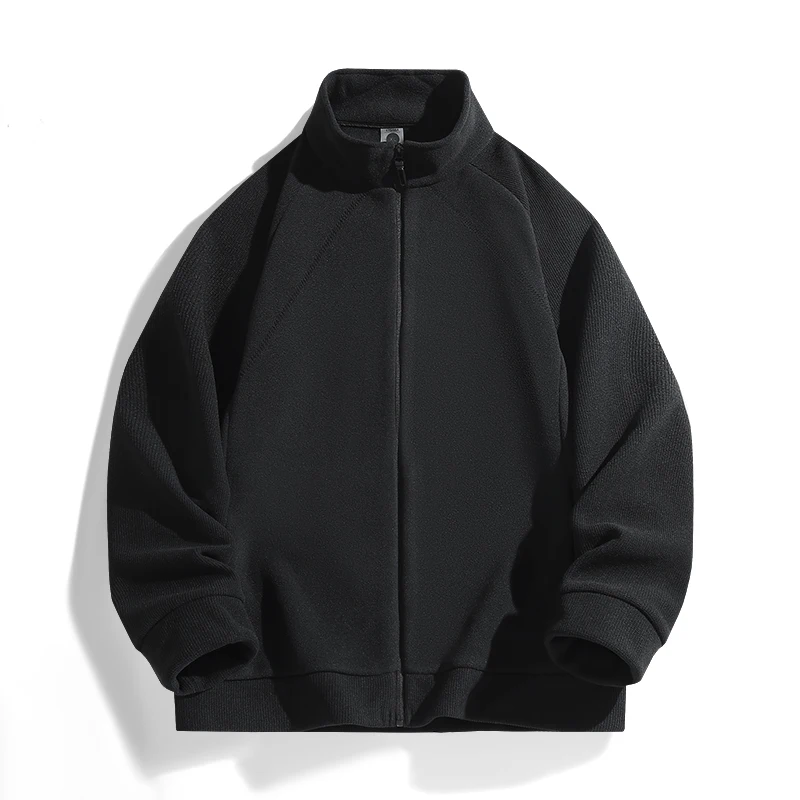 سترة قطن بياقة واقفة وسحاب سترة صوفية للرجال معطف دافئ للرجال للربيع والخريف سترة عصرية مريحة للخريف