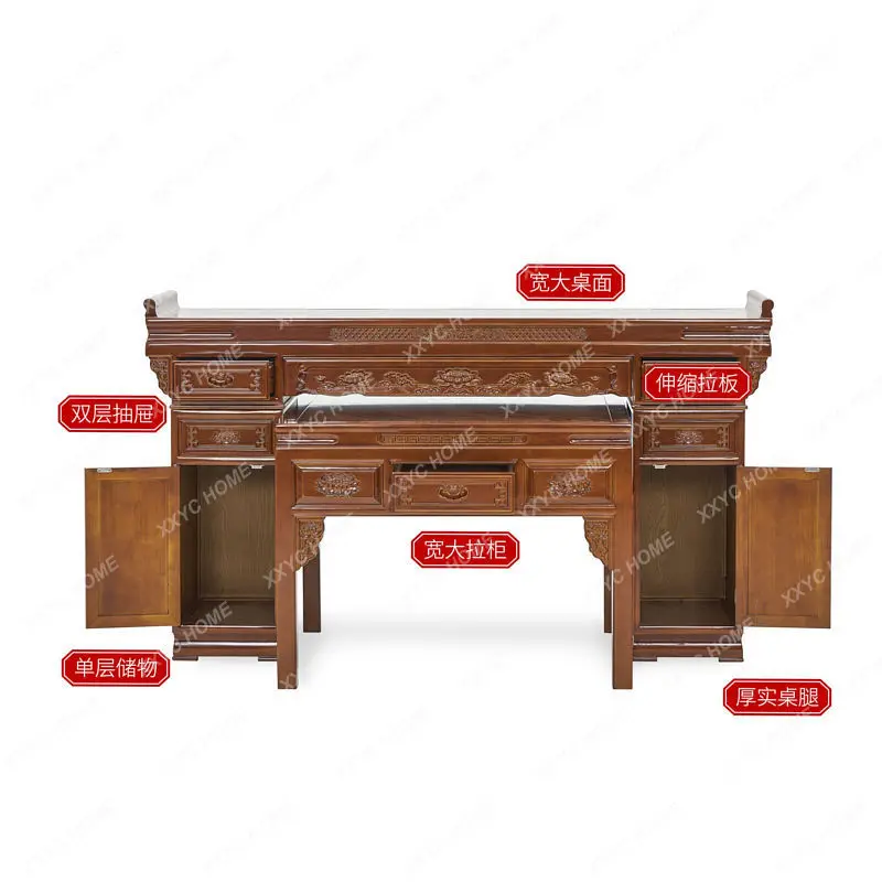 HNew Chinese-style counter solid wood household table for rural Buddhist hall eight immortals table new full set