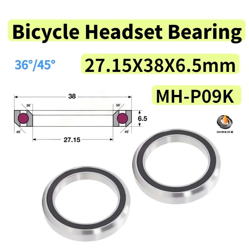 27.15x38x6.5mm Sealed Low Noise Bearing 36°45° GCr15 Steel for Bicycle Headset Hub MH-P09K MTB Road Bike Axle Parts