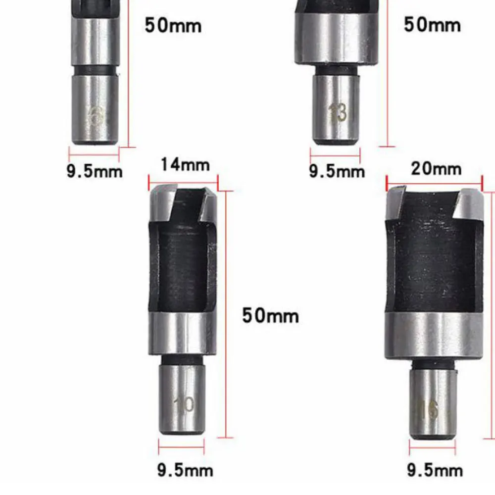 Titanium Coated Drill Bit Set Claw Cylindrical Wood Plug Cutter Hex Shank Countersink Carpentry Woodworking Hole Opener