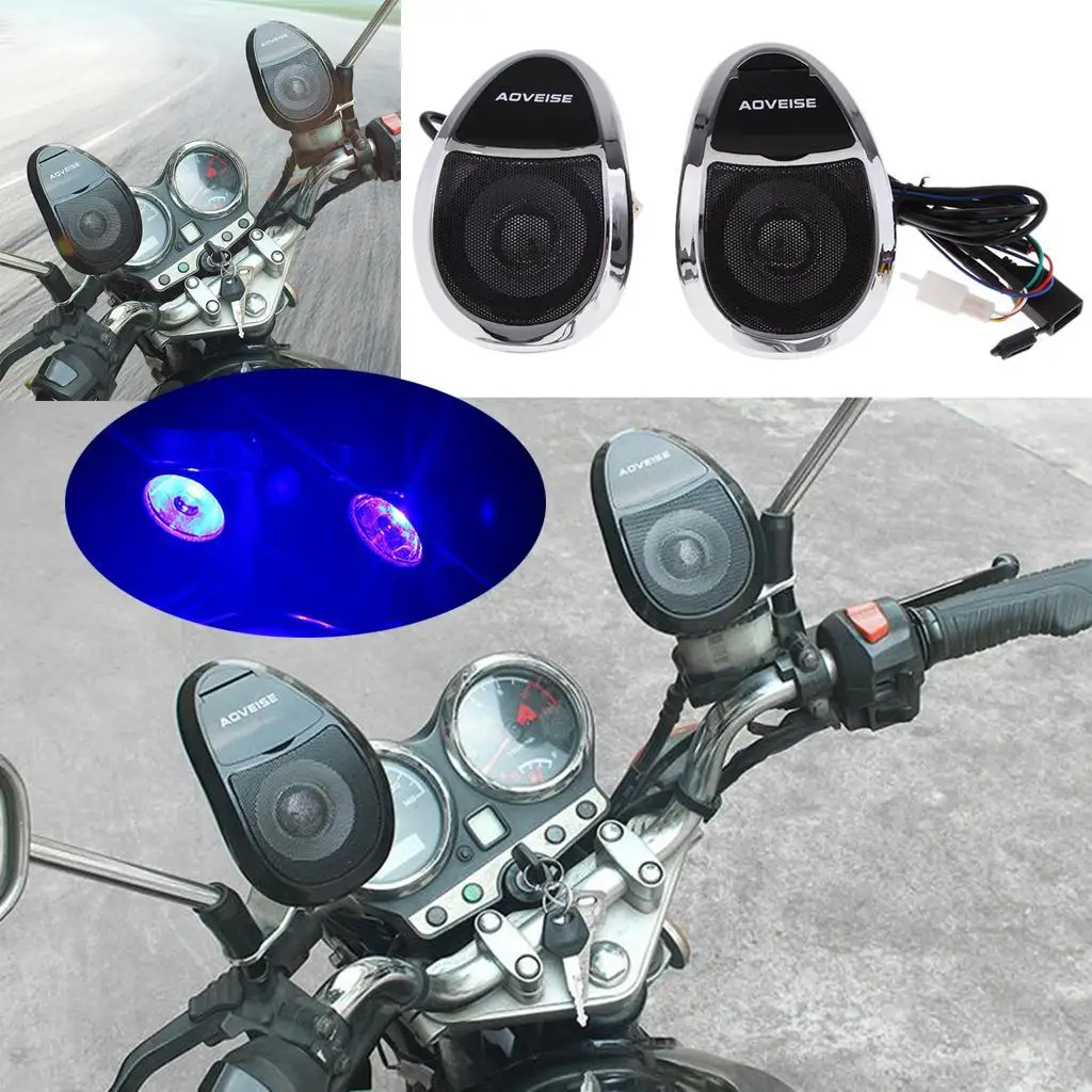 Waterproof Motorbike Stereo LED Speakers Audio System USB FM