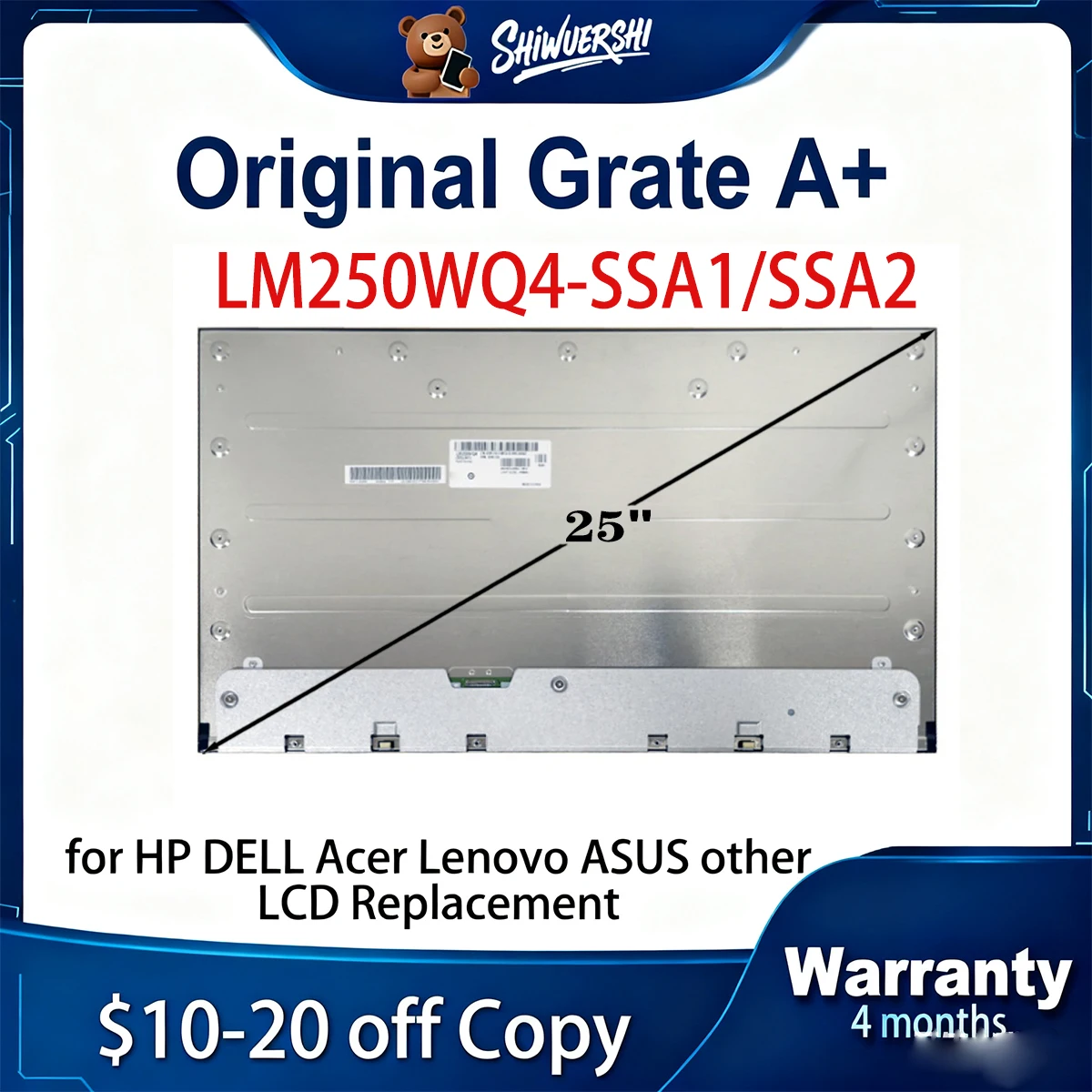 

Original New A+ 25 inch LCD Screen Display LM250WQ4-SSA1 LM250WQ4 SSA1 (SS)(A1) LM250WQ4-SSA2 LM250WQ4 SSA2 (SS)(A2) 2560*1440P