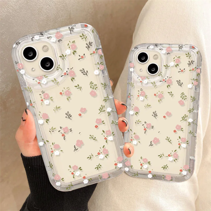 Flower Clear Case for OPPO Realme C11 C20 C21Y C31 C33 C35 C53 C55 6 7 7I 8 8I 9I 10 V15 Pro Plus 5G Airbag Shockproof Cover