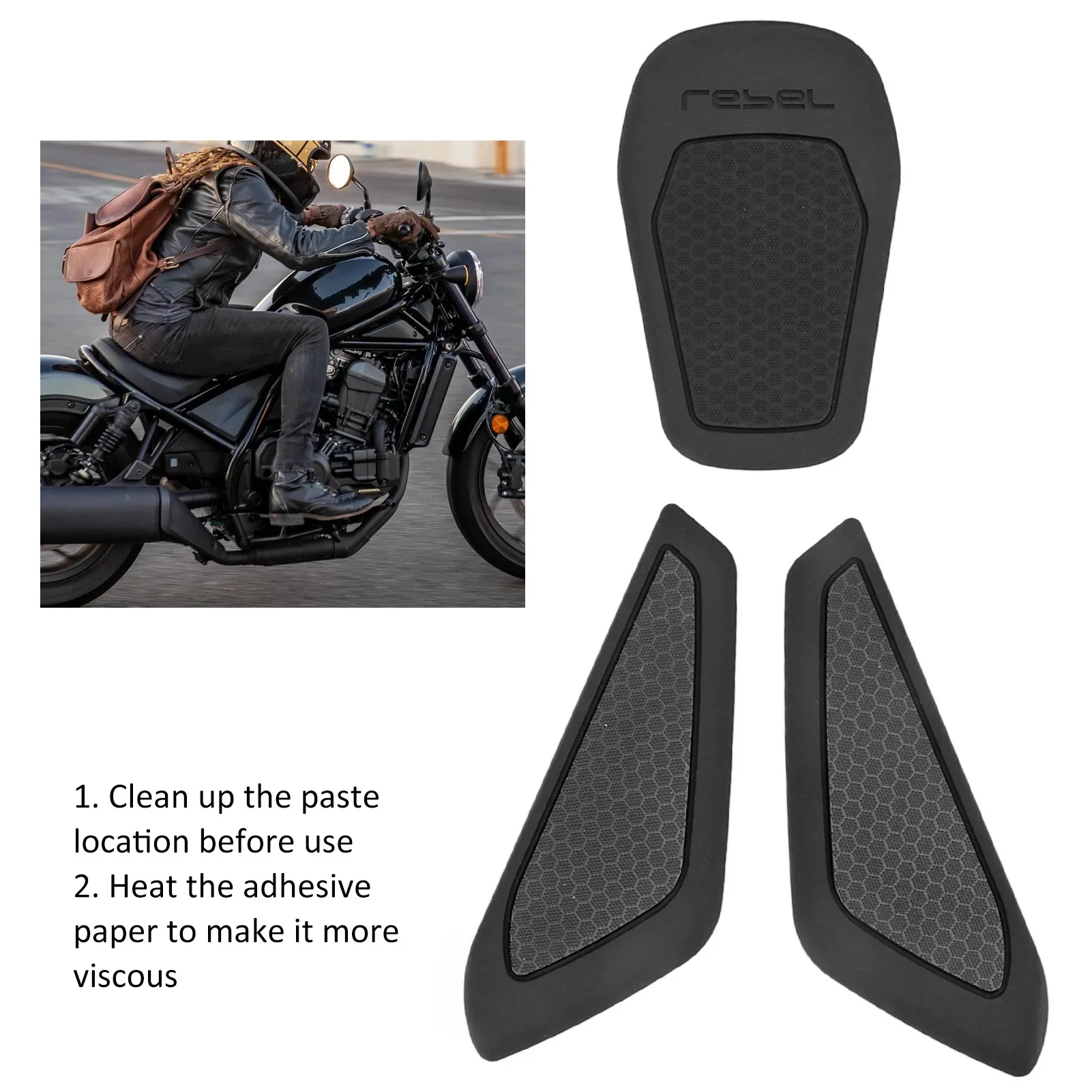 

Motorcycle Fuel Tank Sticker Rubber Knee Protection Cover Pads for CMX1100 REBEL1100