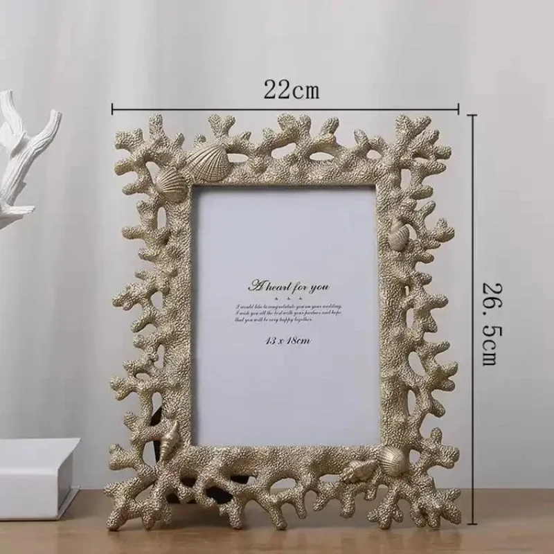 Mediterranean Style  Resin Frame Table Coral 7 Inch Photo Frame For Wedding Gift Shell Frame Home Decoration Accessories