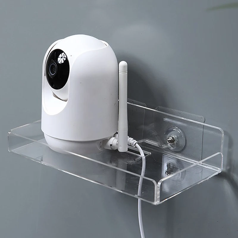 Acrylic Wall Mount Floating Shelf No Drill Adhensive Mini Security Camera Baby Monitor Small Items Storage Support Holder Stand