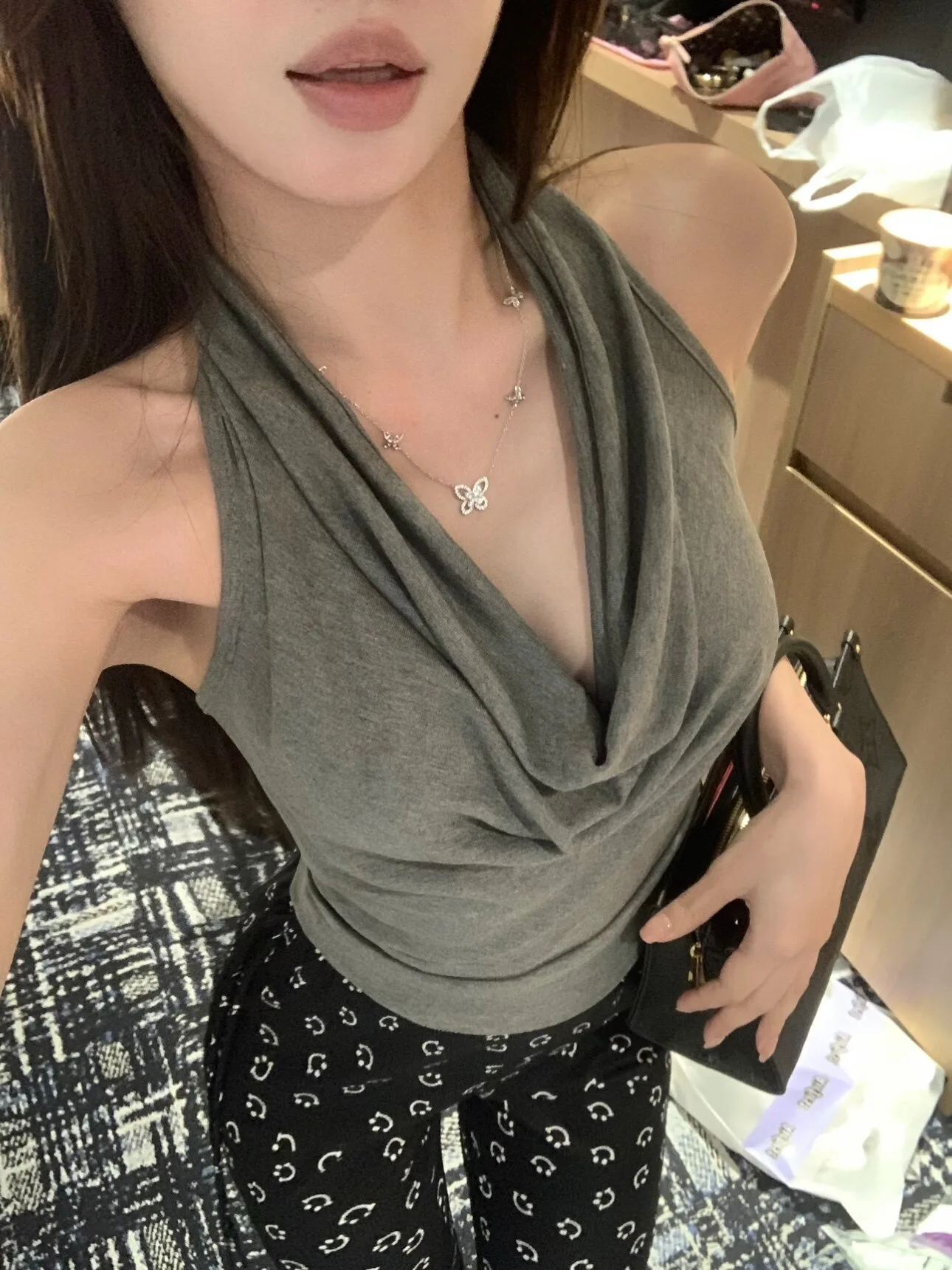 Schlankmachendes, sexy ärmelloses T-Shirt mit schwingendem Kragen, Ins Pure Desire, heißes Mädchen-Design, hängender Hals, Damenmode-Top, maschinell gewaschen – Detail 27