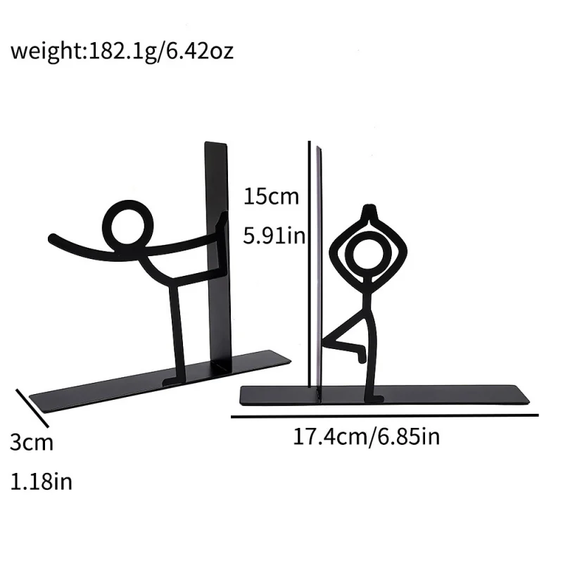Decorative Metal Bookend Set, Artistic Iron Design Book Support Stand, Desktop Shelf Book Organizer for Home Office Decoration