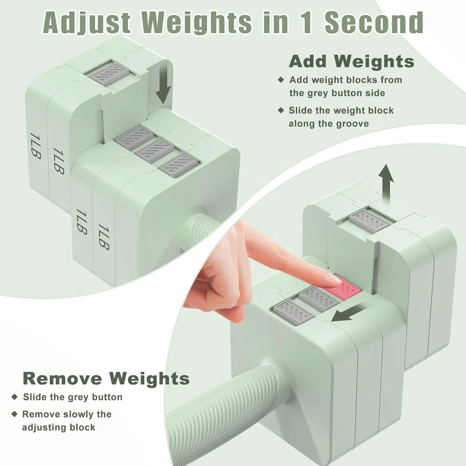 ชุดดัมเบลปรับน้ำหนักได้ 5-in-1 น้ำหนัก 3 ปอนด์ ถึง 11 ปอนด์ สำหรับออกกำลังกายที่บ้าน ดีไซน์กะทัดรัด