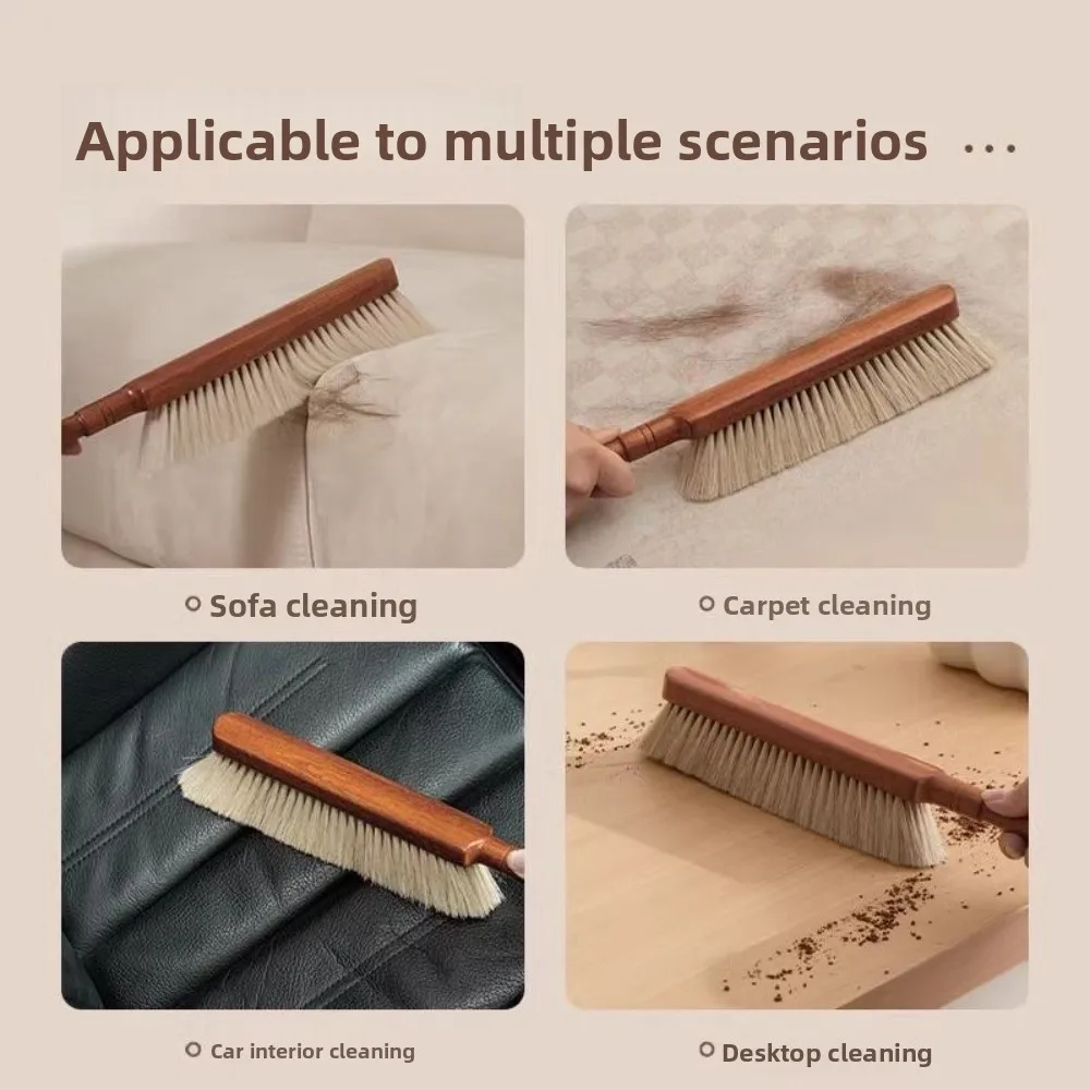 Soft Bristle Bed Brush Long Handle Anti-static Dust Removal Brush Beech Wood No Residue Sofa Brush Household Cleaning Artifact