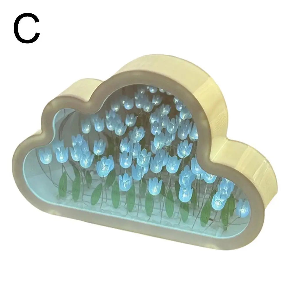 DIY Cloud Spiegel Tulp Lamp Nachtlampje Meisje Slaapkamer Ornamenten Fotolijst Handgemaakte Glazen Nachtkastje Slaap Licht Kerstcadeaus