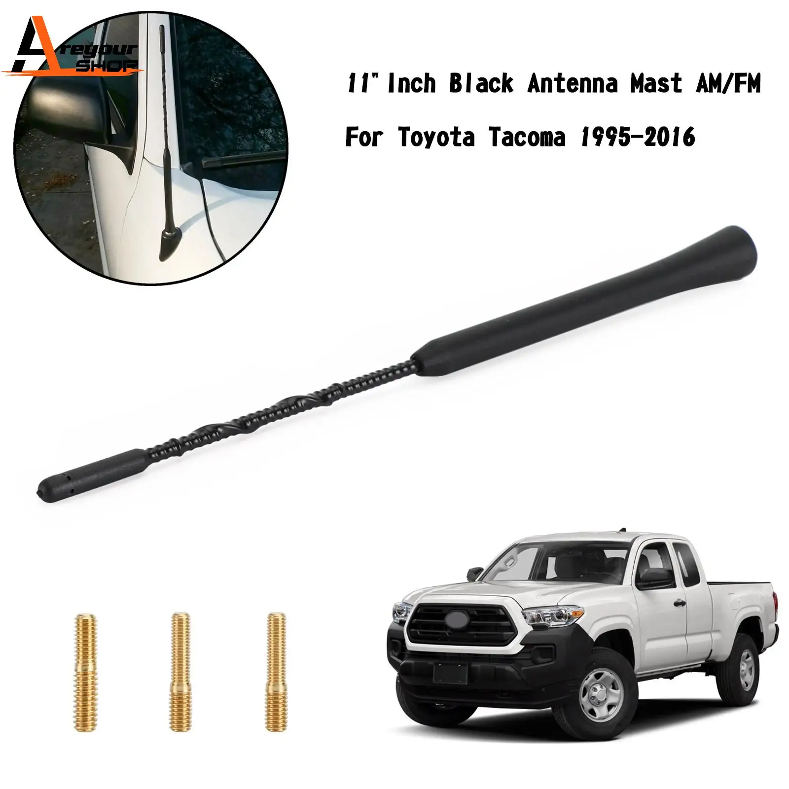 

Areyourshop 11 дюймовая черная антенна Mast AM/FM для Tacoma 1995-2016 автомобильные автозапчасти