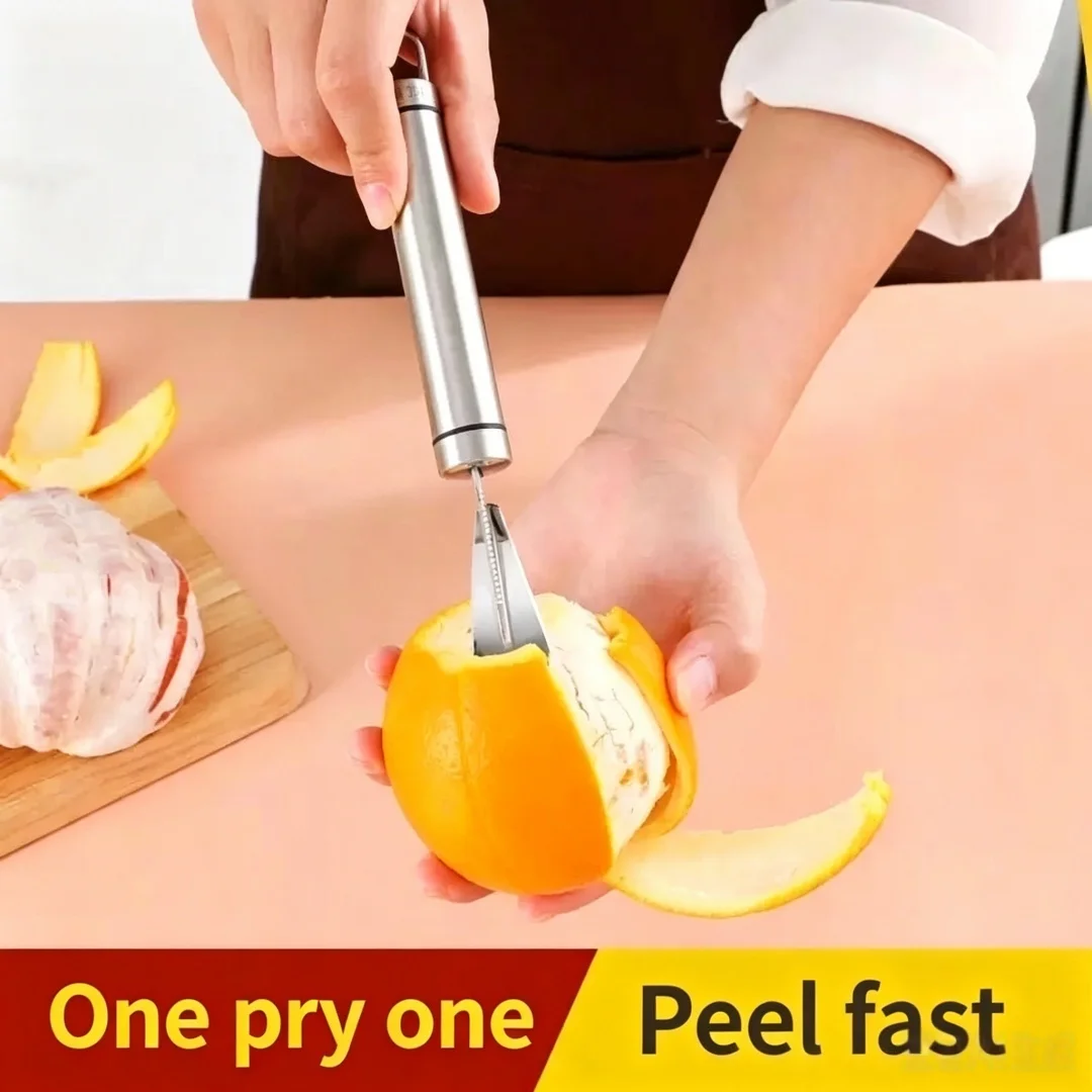 No More Bitter Pith Stainless Steel Orange Peeler – Clean Citrus Strip Removal – Comfortable Handle Fruit Prep Tool