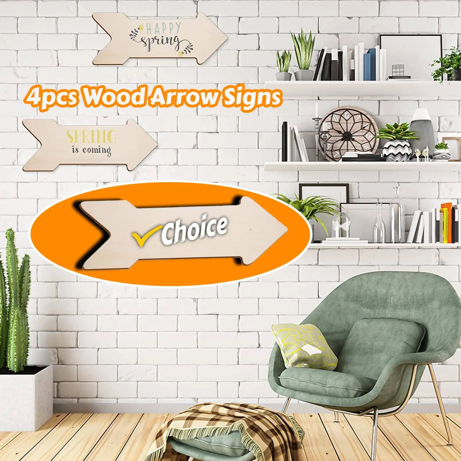 4x Unfinished Wood Sign DIY Writing Unpainted Ornaments Blank Arrows Plaque for Farmhouse Garden Restaurant Wedding Porch Sign