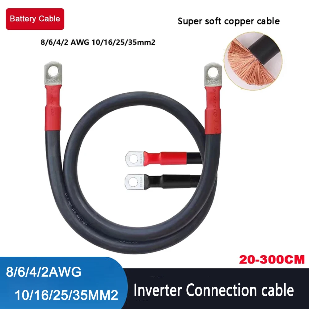 Miękki kabel połączeniowy akumulatora 8/6/4/2AWG Drut miedziany 10/16/25/35mm2 z końcówką SC M6 M8 M10 do falownika samochodowego UPS solarny