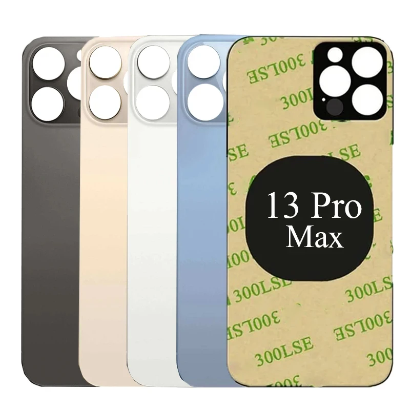 For iPhone 13 Pro Max Back Glass Cover With Back Glue Big Hole Rear Door Housing Case Replacement Parts With Free Gifts