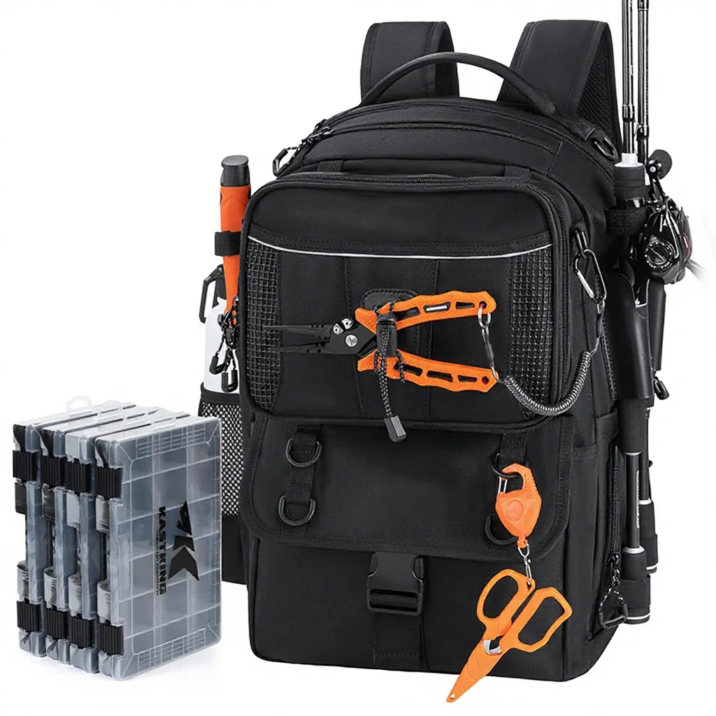 Cross-border New 2025 Outdoor Luya Waterproof Oxford Cloth Fishing Backpack Multifunctional Fishing Gear Rod Storage Camouflage
