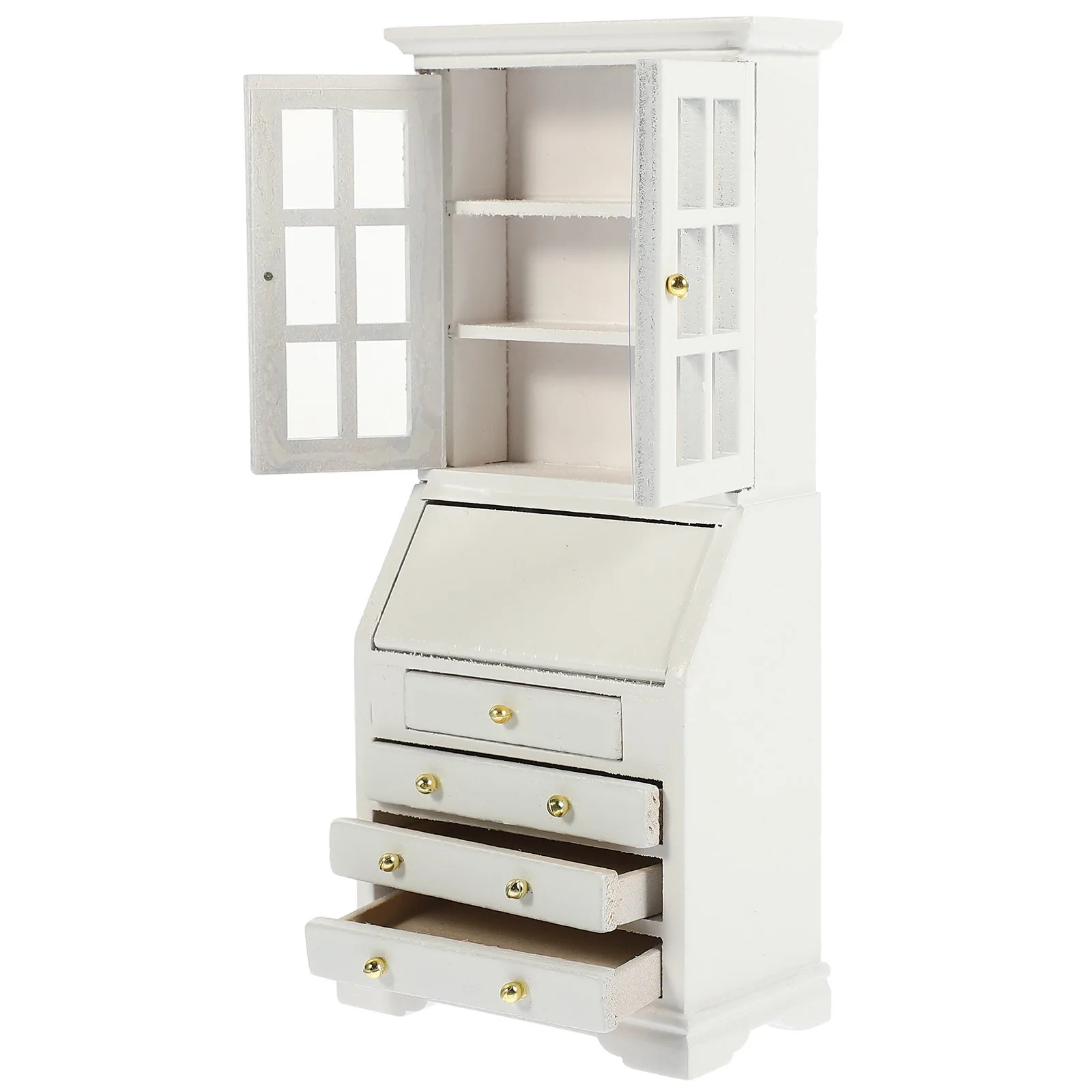 Armário em miniatura de madeira escala 1:12, decoração de armazenamento de móveis para casa pequena, artesanato, brincar de fingir para casa de bonecas, mini decoração de armário