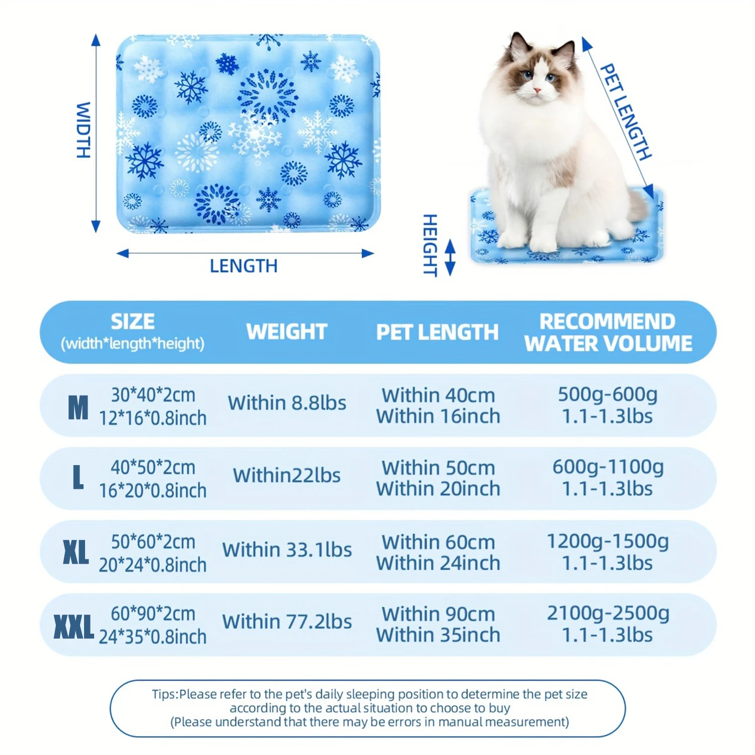 Dog Cooling Mat Gel Self-Cooling Pad Pet Cooling Pad Pet Beds for Small Middle Size Cats and Dogs Waterproof Wear Resistant