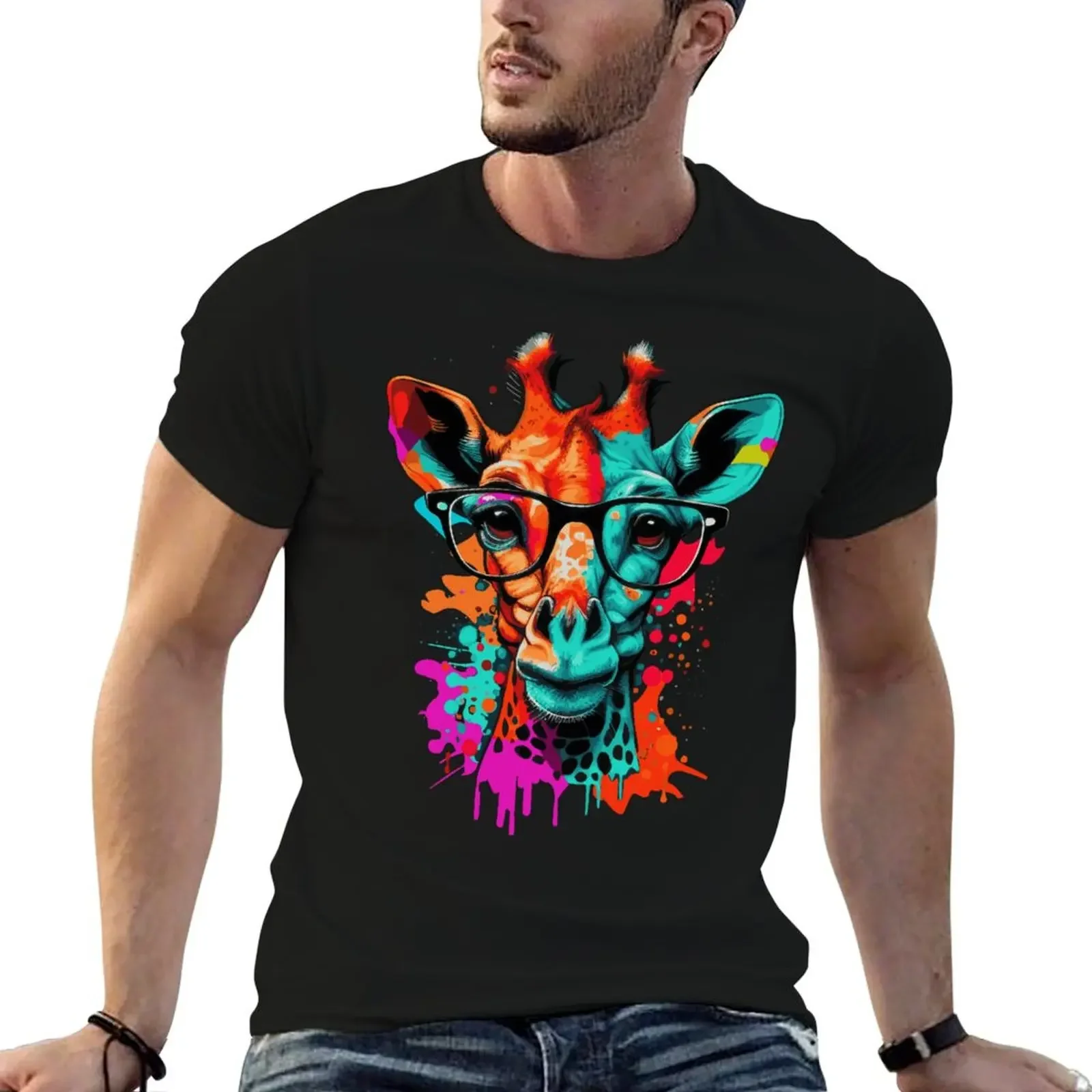 

Cute giraffe T-Shirt customs design your own funny gifts oversize t-shirts man mens graphic t-shirts