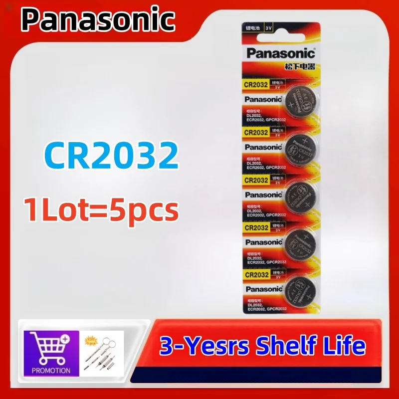 5pcs Original PANASONIC CR2032 CR 2032 3V Lithium Battery For Watch Calculator Clock Remote Control Toys Button Coins Cell