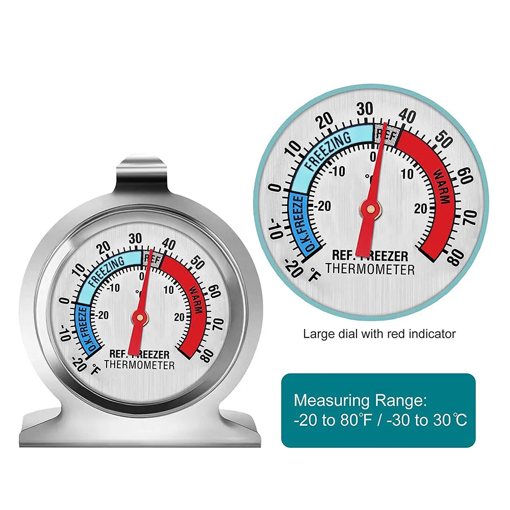 KLZO Refrigerator Thermometer, 3-Pack - Monitor Temps from -30°C to 30°C / -20°F to 80°F