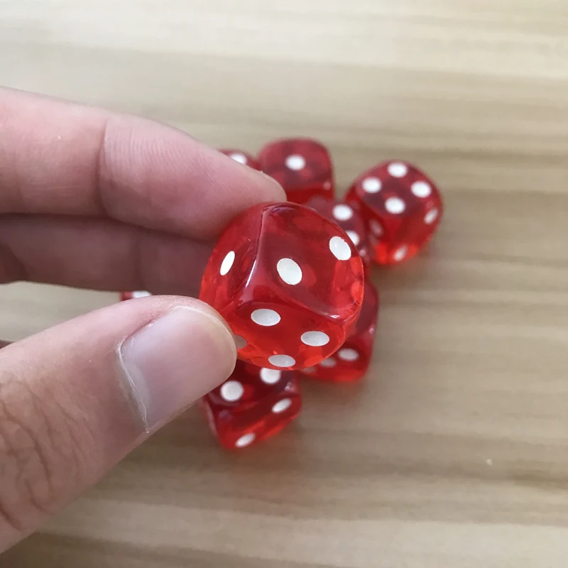 Dice 50/100200 Pcs/Lot 19mm Red Transparent Dice Acrylic Rounded Corner Drinking Dice Nightclub Bars KTV Entertainment Dice Set
