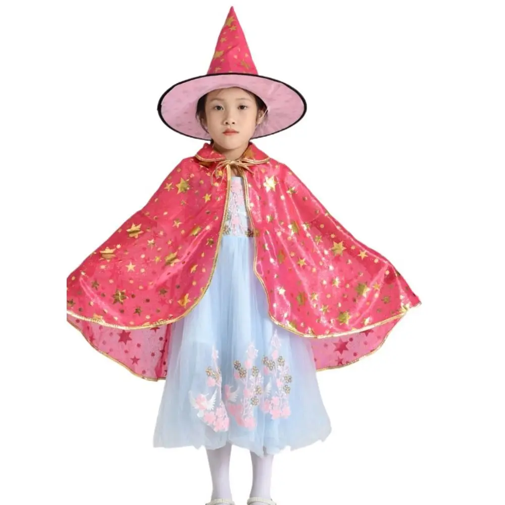 

Плащ звездной ведьмы, накидка со шляпой, позолота, разноцветные детские наборы плащ на Хэллоуин со шляпой волшебника, костюмы для косплея, костюмы на Хэллоуин