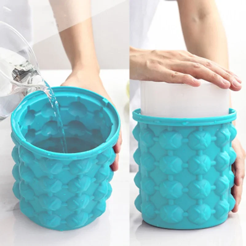 

Silicone Beer Whiskey Freeze Ice Bucket Maker Fast Cold Portable Bucket Wine Ice Cooler Cabinet Space Saving Kitchen Tools