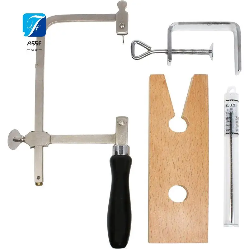 a55f-ジュエラーズセット-調整可能なジュエラーズソーフレーム1個、交換用ブレード12個、木製ベンチブロックが含まれています