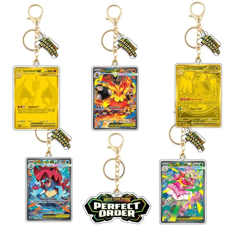 Llavero de acrílico de dibujos animados de anime para Mega Charizard, Mega Emboar, Mega Lopunny, Mega Meganium, hebilla de acrílico para llaves, decoración para bolsos