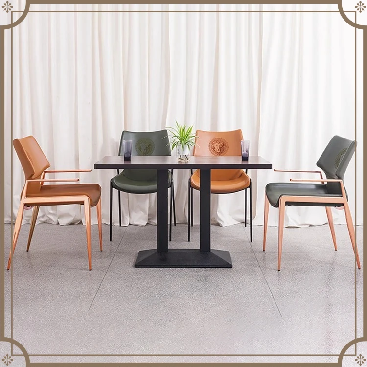 Dining Room Chairs with Arms Metal Base Restaurant Modern Dining Chair