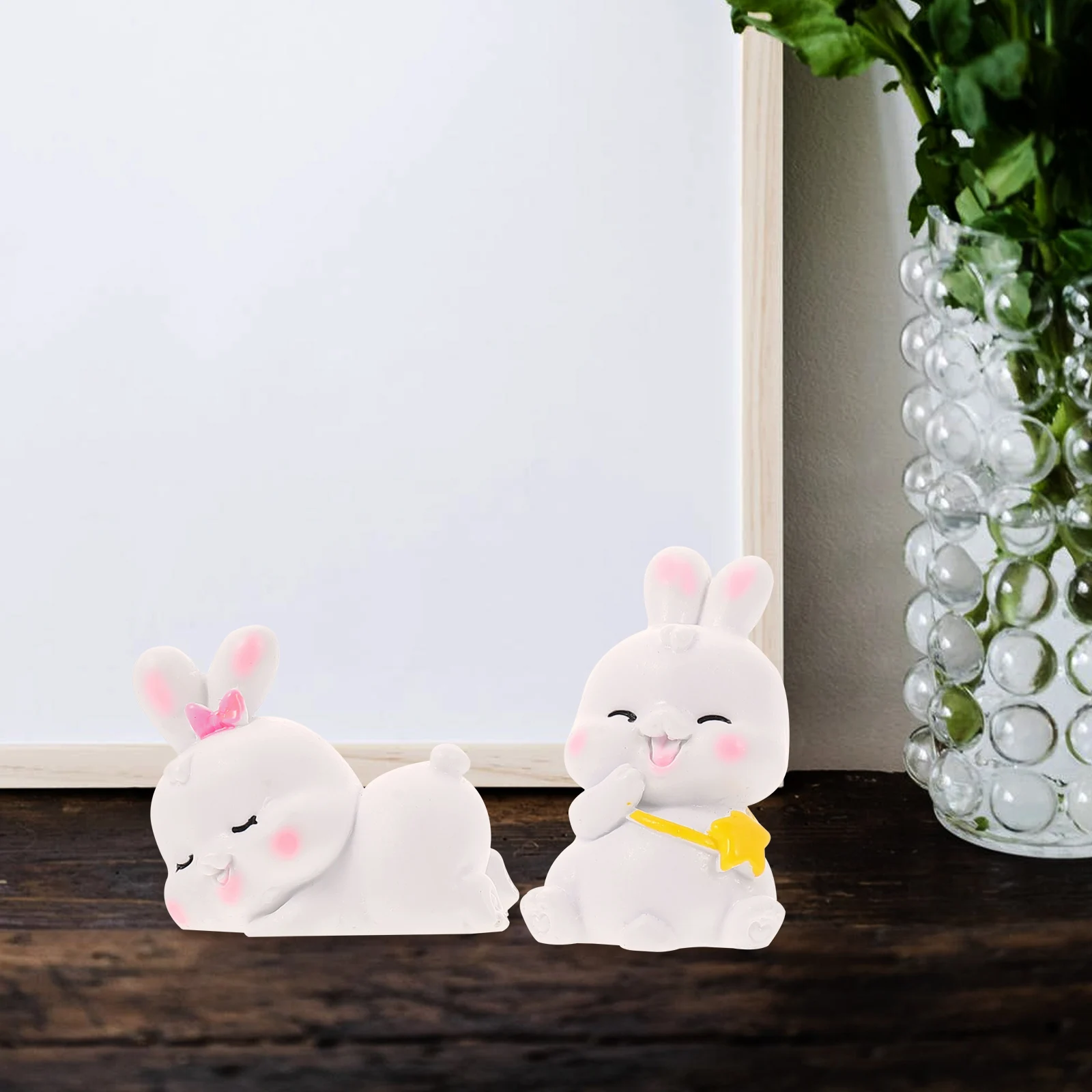 

4pcs Miniature Rabbit Figurines Cute Bunny Statues Resin Decoration Micro naments Small Toys Garden Tiny Statues