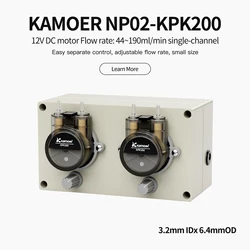 Kamoer NP02-B16 Multi-Head Peristaltic Pump 44ml~190ml/min 12V DC Motor Adjustable Dosing Pump with Double-head for Lab(3.2x6.4)