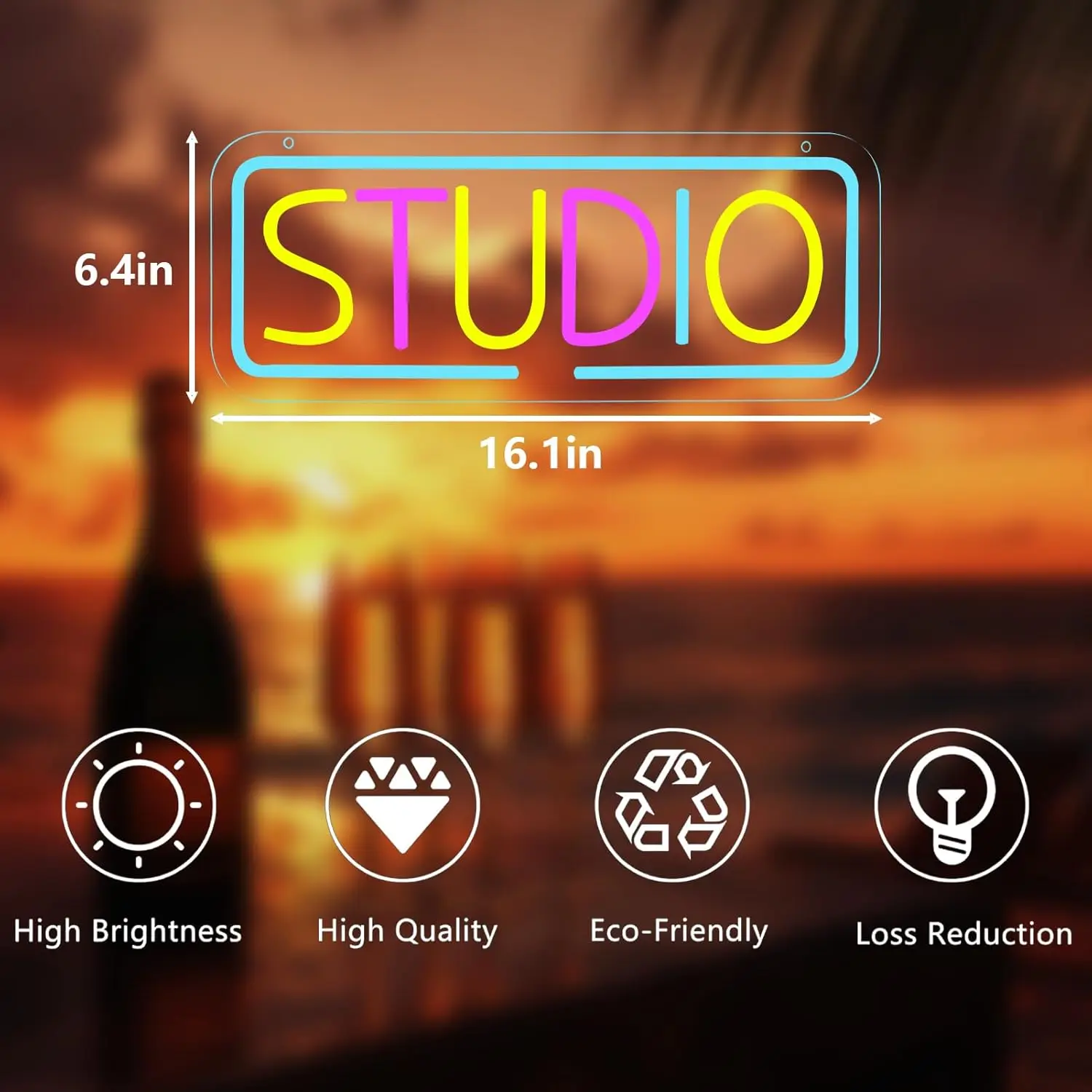 Studio Neon Sign USB Dimmable LED Neon Light for Live Room Game Room Broadcasting Room Music Studio Decoration Gift