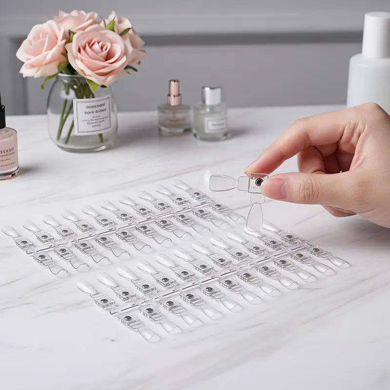 120Pcs Polish Work Color Chart Magnetic False Nail Tip Display Clear Color Card Polish Gel Board Nail Palette Nail Glue Practice