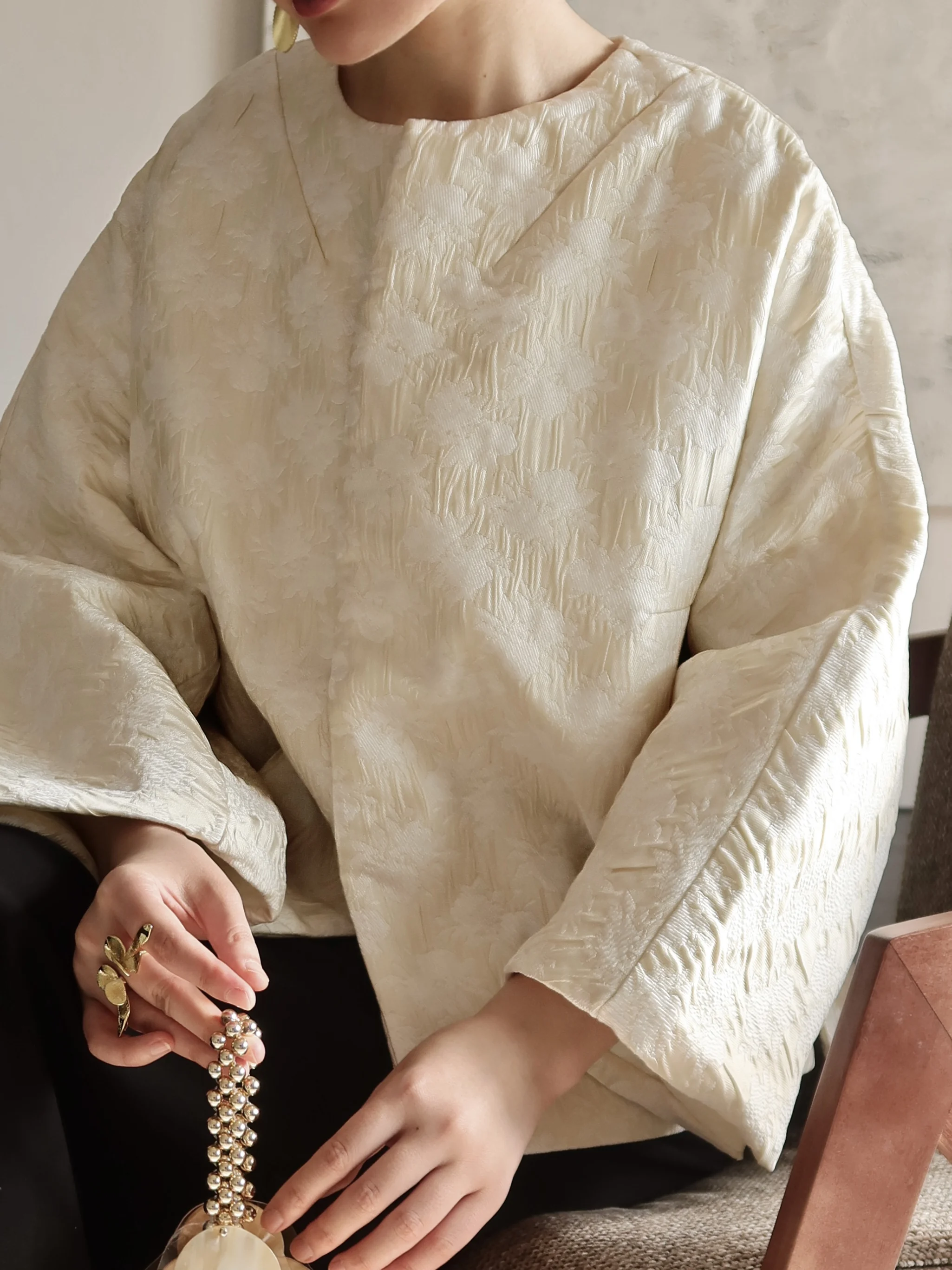 

Женское этническое хлопковое пальто TAORAN с цветочным узором, свободного кроя, длинное, белое