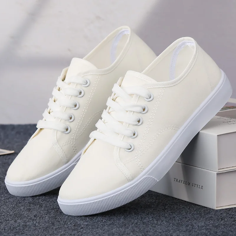 

Women's Summer Shoes Flat White Shoes Breathable Work Nurse Shoes Cloth Anti Slip Flat Bottom Lace Up Solid Color