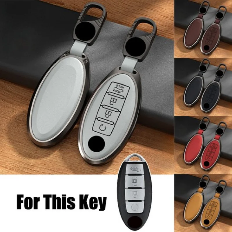 

A+ Alloy Leather Car Key Fob Case Cover For Nissan Sentra Altima Rogue Maxima Rogue
