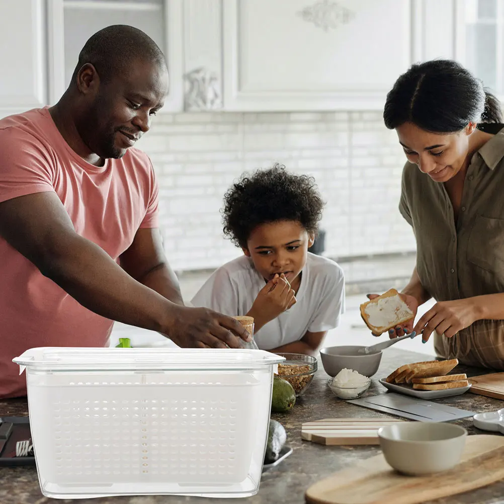 Fruit Storage Container With Drainage Holes Compact Freshness Keeper For Berries Grapes Strawberries Vegetables