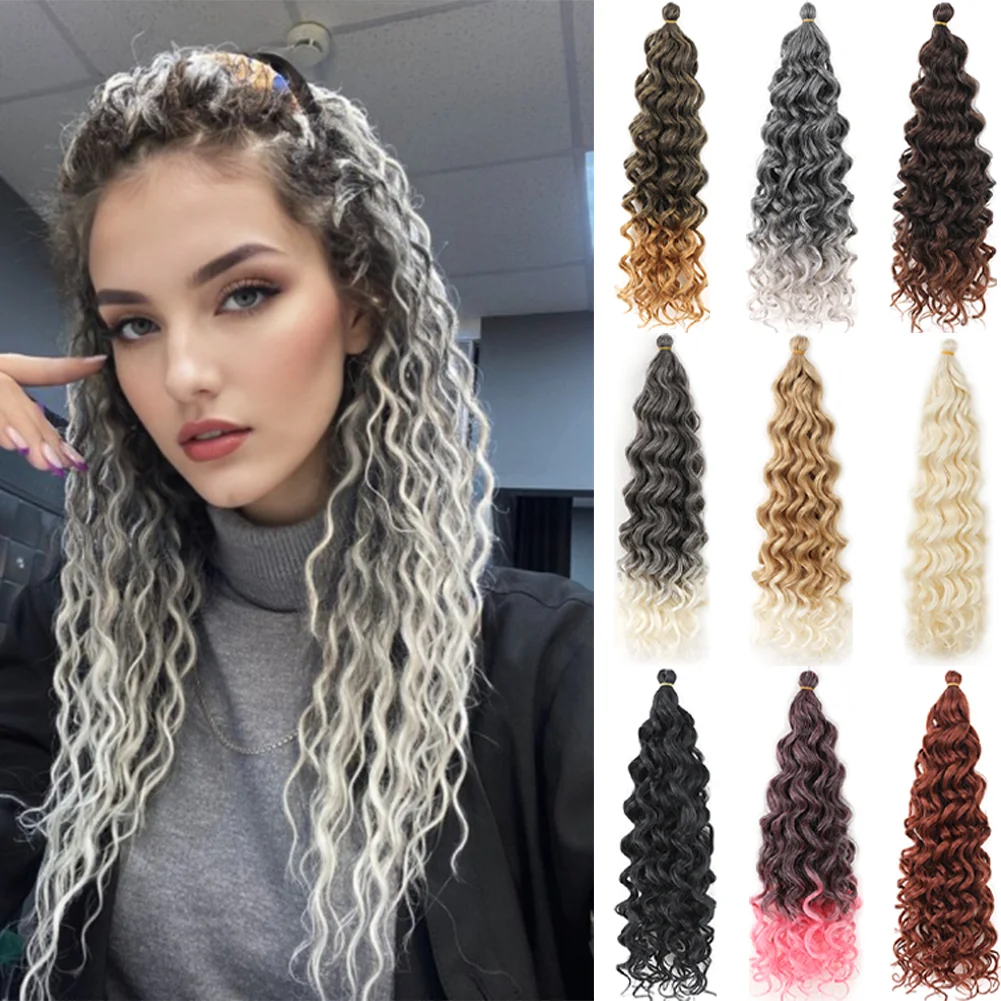 

Curly Crochet Hair Extesion 18&24 Inch Hawaii Ocean Wave Braiding Hair Goddess Locs Synthetic Hair Boho Style Hairpiece For Wome