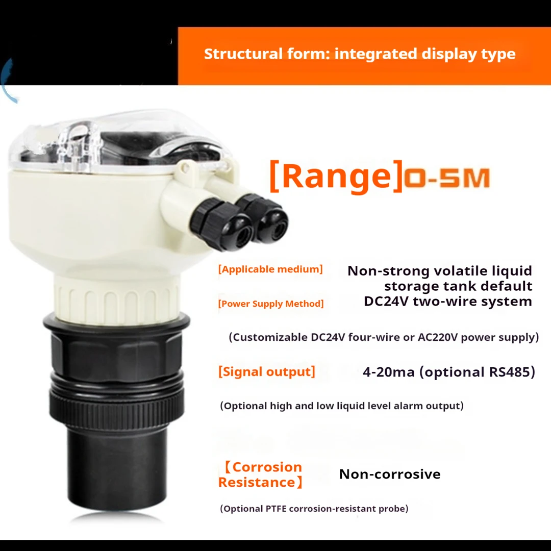 IP68 Ultrasonic Level Sensor 4-20mA Liquid Level Transmitter Digital Water Level Switch Smart Liquid Level Controller