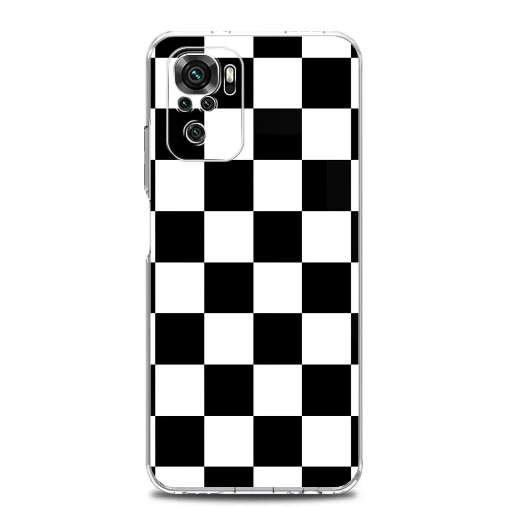 Cassa del telefono Per Xiaomi Redmi Nota 14 13 12 4G 9S 9 10 11 Pro Plus 5G 14C 13C 12C 10C 9A Trasparente Morbido TPU Copertura scacchiera arte