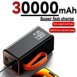 Mini Fast Charging Power Bank, 20W Bidirectional, 30000mAh, 66W, Compact and Suitable for iPhone and Android Mobile Power Supply