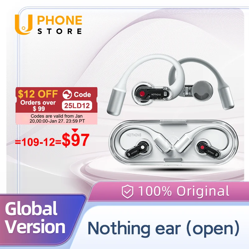 NOTHING Ear (open) Earphone Ultra compact Advanced Sound Performance Open Earbuds Low Delay Bluetooth 5.3 Lightweight Gifts