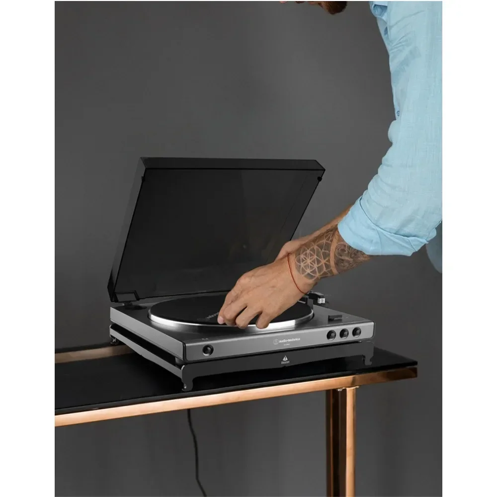 Base de mesa para toca-discos em acrílico com superfícies brilhantes e refinas para Audio-Technica AT-LP60XBT-BK