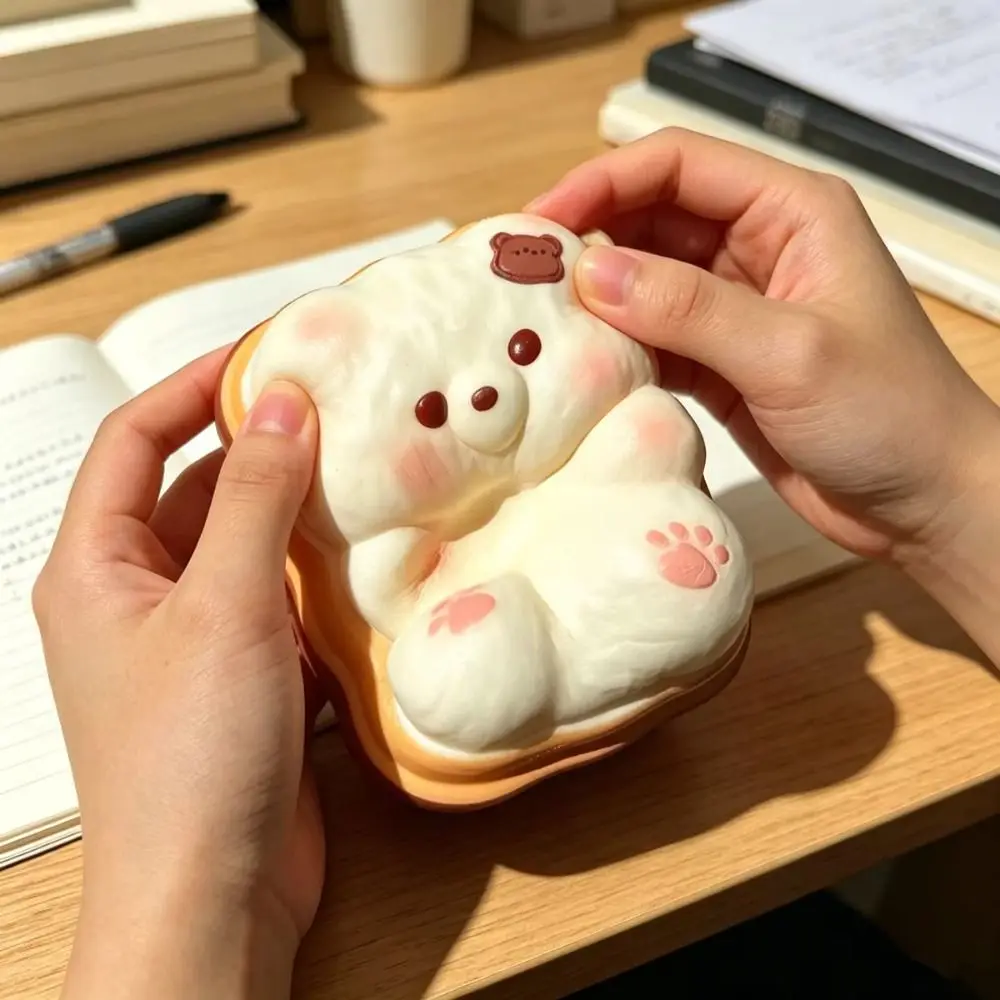 Moist Thick Round Bunny Bun Squeeze Finger Suction Soft Texture Bear Toast Squishy Pinch Slow Rising Chocolate Sensory Fidget