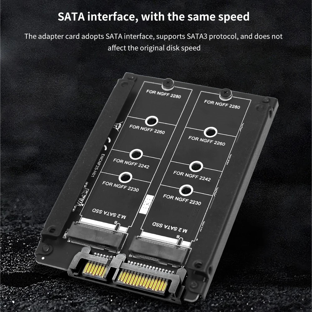 TISHRIC Double port M.2 to Sata 22PIN Adapter card M.2 NGFF SSD Into 2.5in SATA interface For 2230-2280 M2 SSD