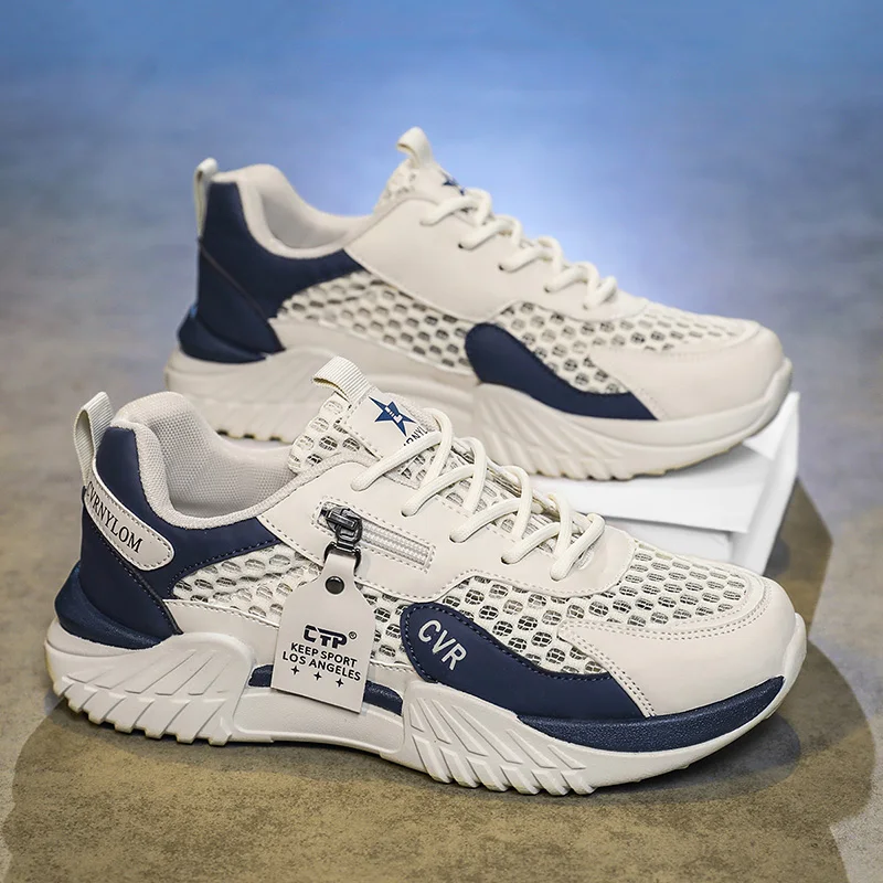 Men's breathable casual sneakers summer mesh soft-sole non-slip outdoor running shoes students comfort lightweight sports shoes